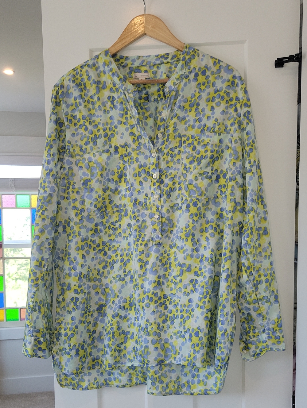 GAP Light Blue and Yellow Printed Tunic Blouse